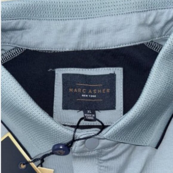 NEW Marc Asher Men’s Contrast Tipped Design Polo Shirt Blue Men's Size XL Golf - Picture 5 of 10